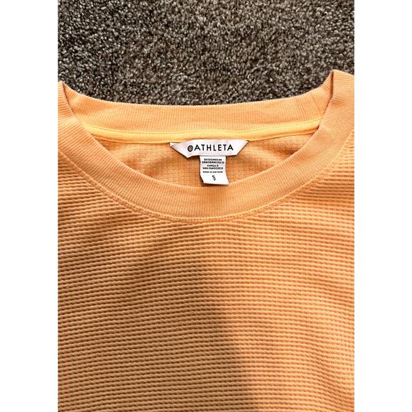 Athleta Orange Waffle Knit Long Sleeve Top | Size Small - Picture 4 of 5